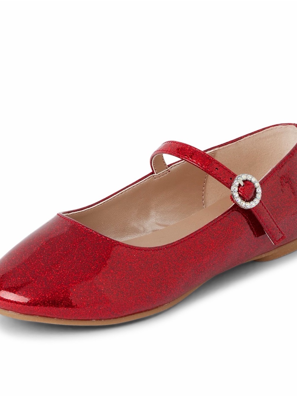 The Children's Place Red Glitter ballet Flats with Rhinestone Buckle